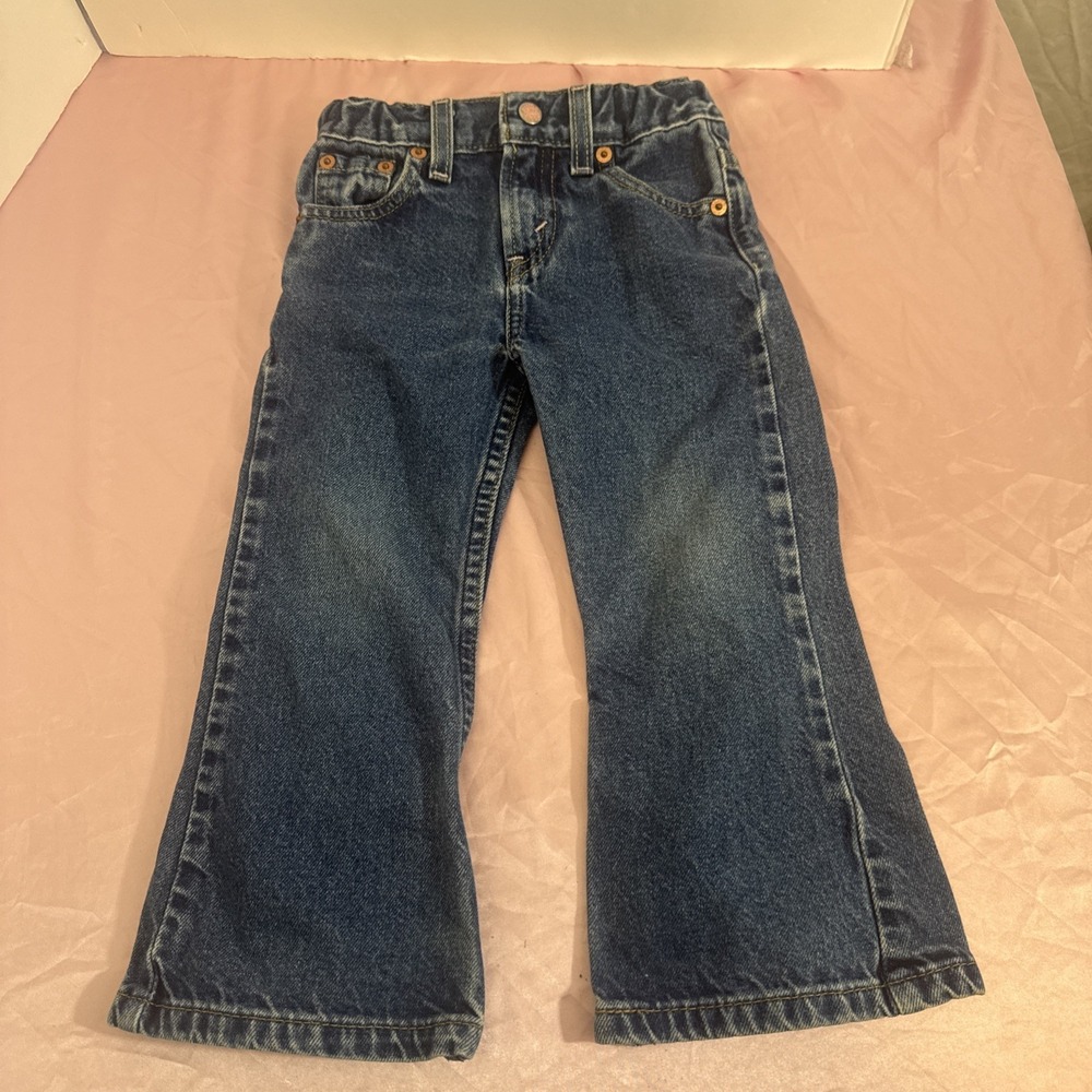 Vintage Levi's Girls Toddler Size 3T Flare Leg 517 Adjustable Waist Pink Button
